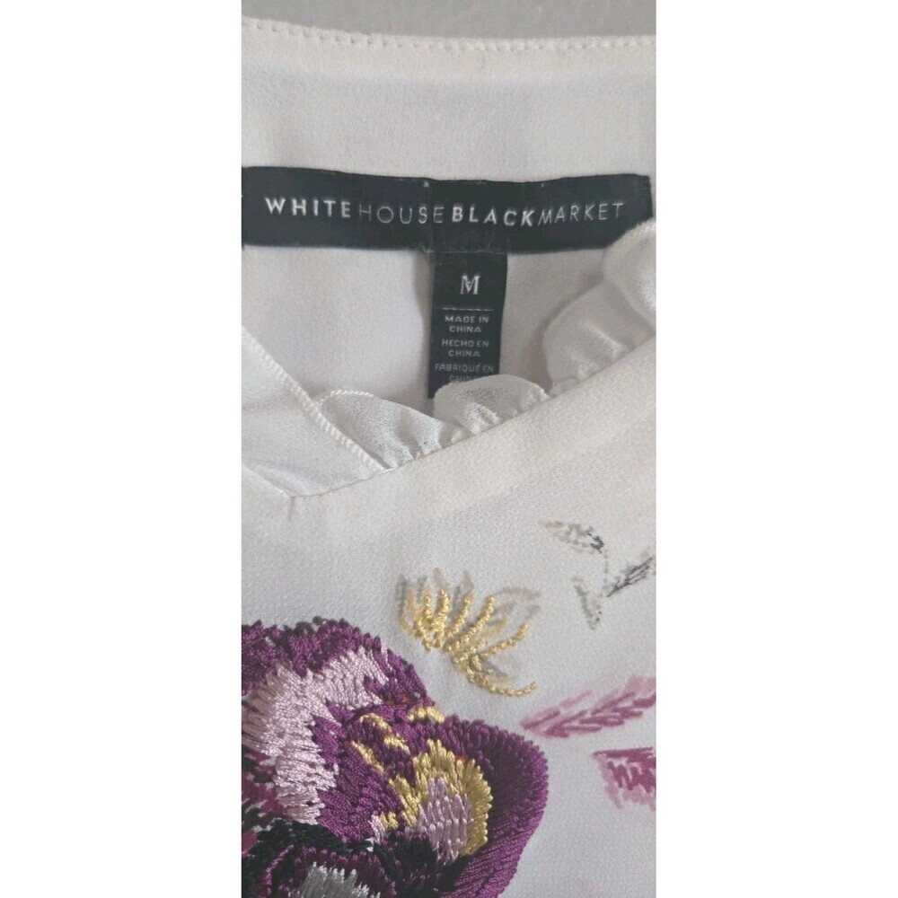 WHBM White Ruffle Floral Embroidered Cami Tank Lined Size Medium - Picture 3 of 9
